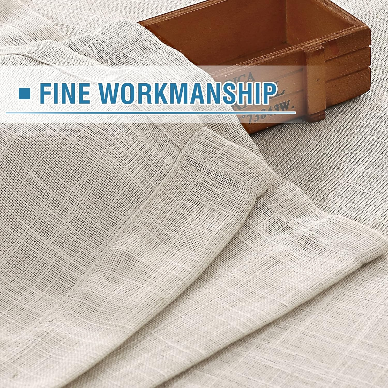 H.VERSAILTEX Linen Curtains for Living Room Sheer Curtains Natural Linen Blended Linen Textured Curtains Light Filtering Eyelet Curtains Bedroom Burlap Curtains 2 Panel, W132Cm X D243Cm, Natural image number 4