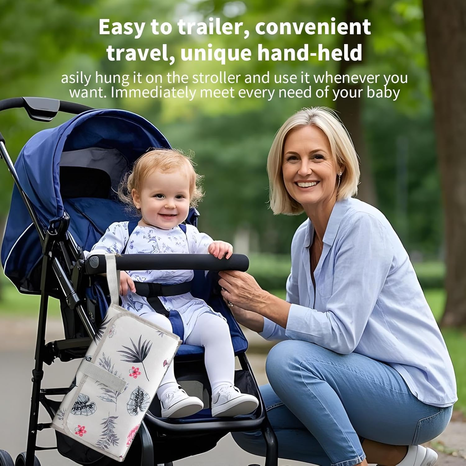 Diaper Changing Pad - Diaper Changing Mat Waterproof | Foldable Travel Accessories with Wipes Pocket for Stroller Boy Girl Parents Dad Nursery Daycare Hospital Airplane image number 4