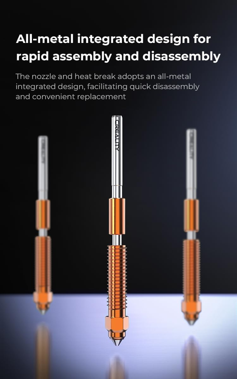 Creality Unicorn Quick-Swap Nozzle Kit (4PCS) for 3D Printer K1/K1 Max (2024), K1C, Ender-3 V3/V3 Plus, Swift Installation, High-Flow Printing, Upgraded Material, 0.4Mm X 2, 0.6Mm, 0.8Mm image number 4