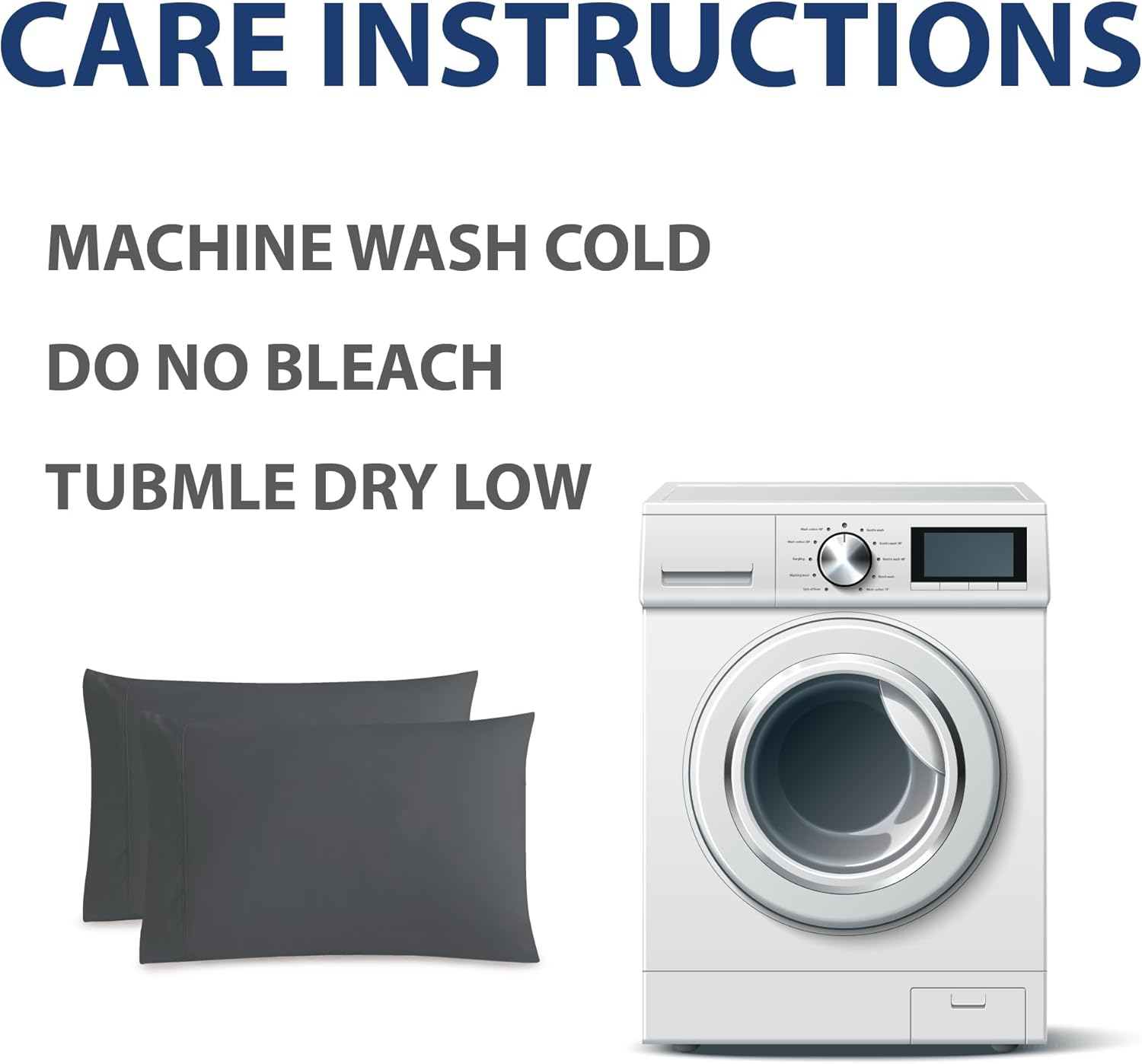 Cathay Home Hospitality 2-Piece Standard Pillowcase Set Hotel Collection - Twin, Twin XL, Full, Queen - Wrinkle & Fade Resistant Double Brushed Ultra Soft Microfiber - Grey, Standard (20" X 30")