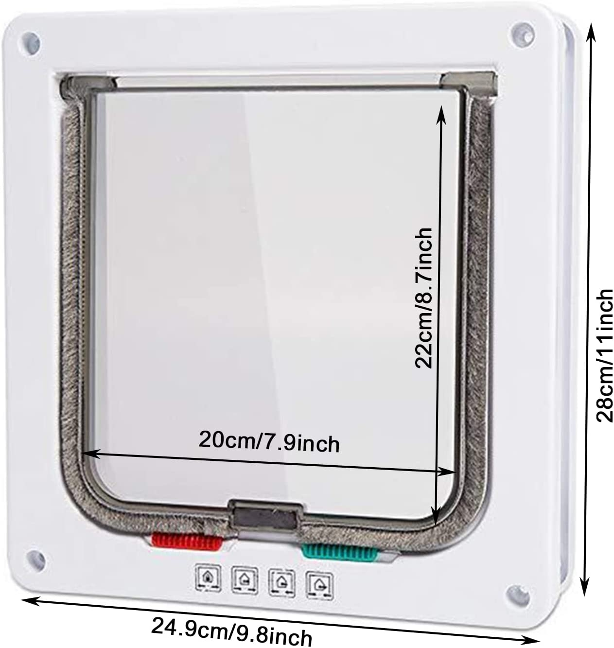 Extra Large Cat Door (Outer Size 11" X 9.8"), 4 Way Locking Large Cat Door for Interior Exterior Doors, Weatherproof Pet Door for Cats & Dog with Circumference < 24.8"(XL, White) image number 3