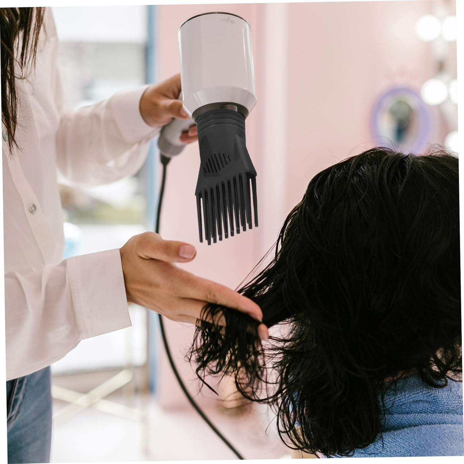 2Pcs Hair Dryer Comb Universal Blow Dryer Pick Goo Blow Dryer Comb Attachment Holder Nozzles Hair Dryer Pick Comb Attachment Curly Hair Diffuser Blow Dryer Attachment Plastic Black image number 5