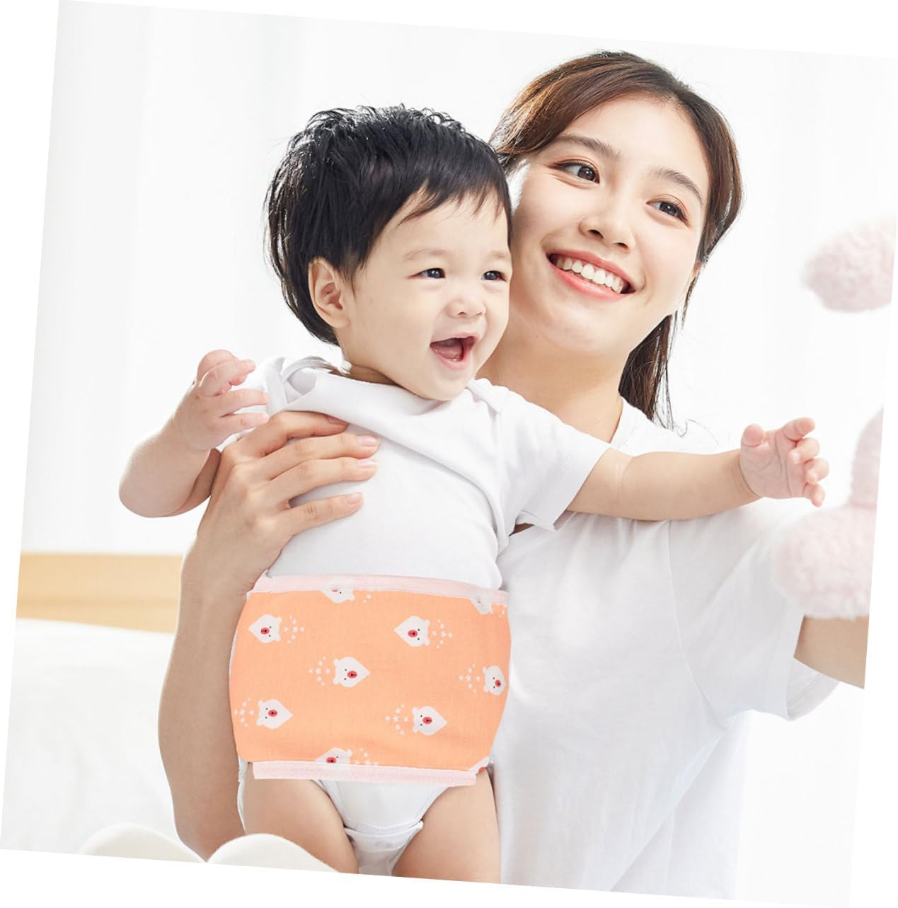 Newborn Belly Band Infant Belly Wrap Cotton Soft Navel Cover Portable Cord Belt Baby Supplies for Abdominal Warmth and Protection 80Cm Red Polar Bear Pattern image number 4