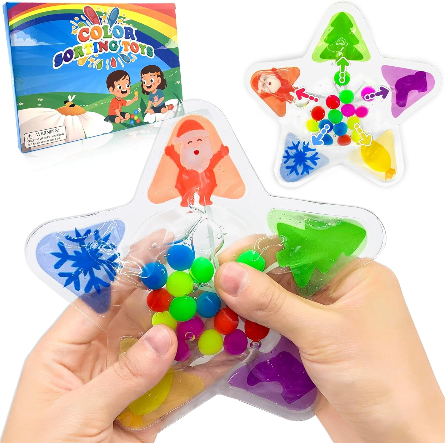 Color Sorting Sensory Toys for Toddlers-Fine Motor Skill Color Matching Montessori Toy-Preschool Educational Calm down Fidget Travel Essential Toy for ADHD Autism Kids -Christmas Stocking Stuffer Gift image number 4