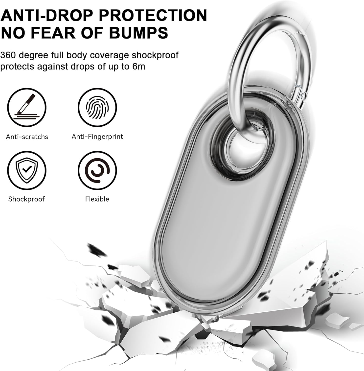 Compatible with Samsung Smart Tag 2 Case 4 Pack with Keychain, Clear TPU Scratch and Shock Resistant, Easy to Install, for Luggage, Keys, Dog Collar for Smart Tag 2 Case image number 4