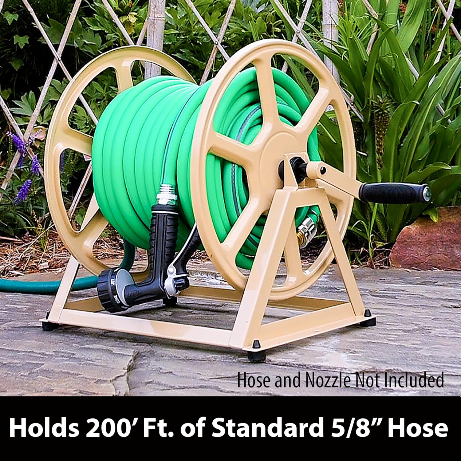 Liberty Garden 709 Steel Wall/Floor Mounted Hose Reel, Holds 200-Feet of 5/8-Inch Hose - Tan - Tan image number 2