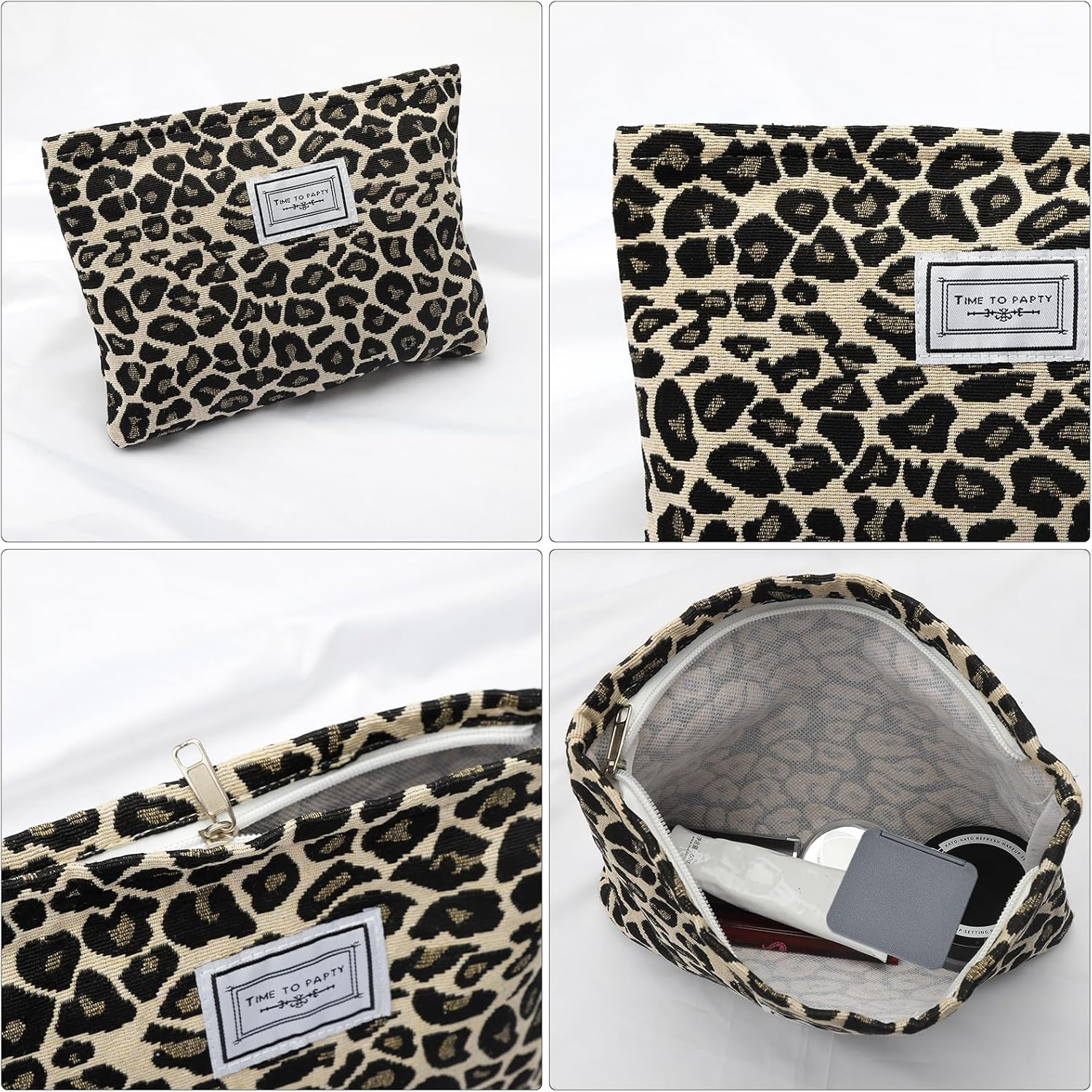 Cosmetic Bag Women'S Make up Bag Cord with Zip Multifunctional Travel Toiletry Bag Toiletry Bag Makeup Bag Organiser for Women Girls, Bright Leopard Print, Travel image number 2