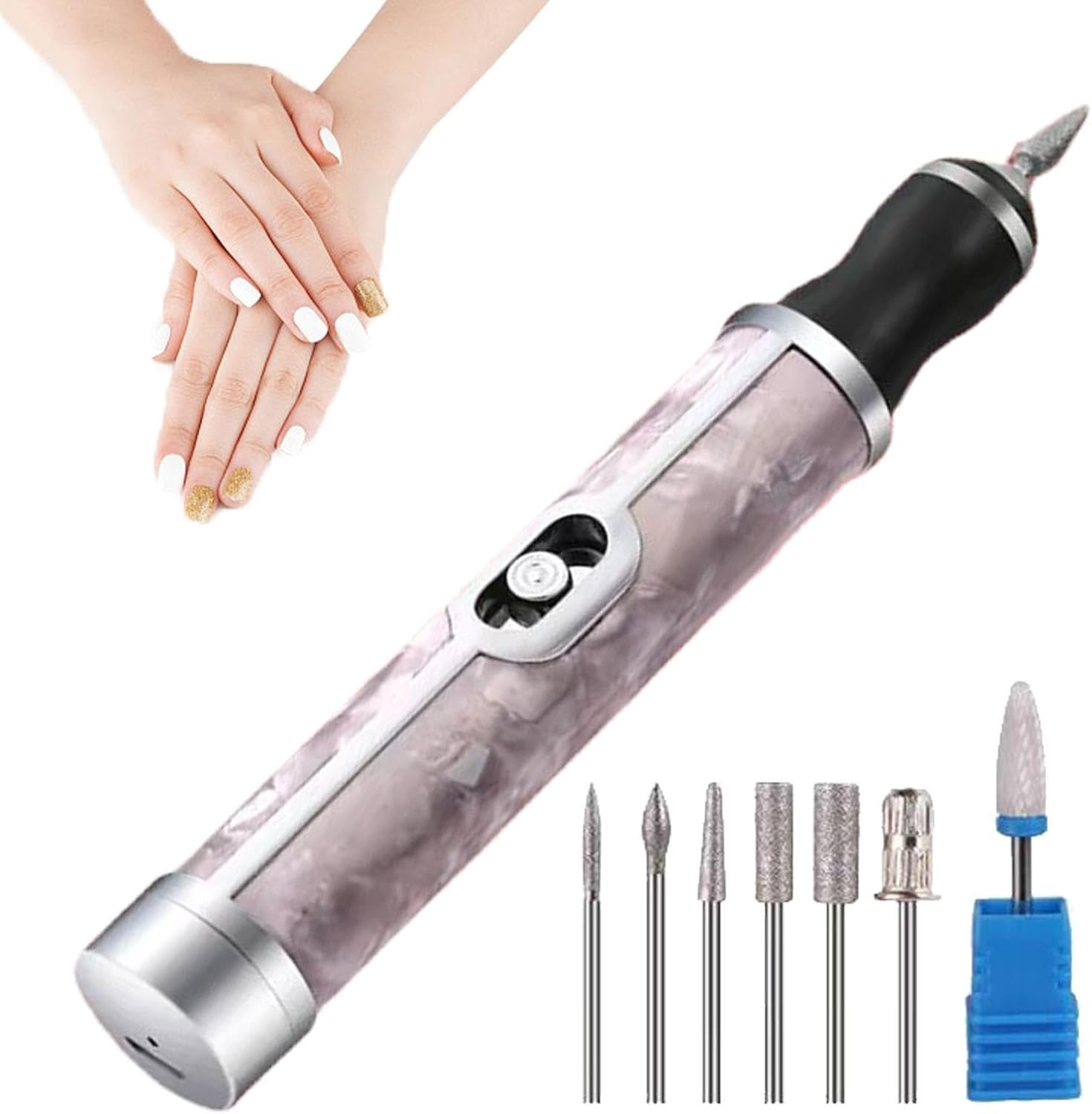 Electric Nail File | Toenail Grinder for Thick Toenails Human - Cordless 4 Speeds Professional Nail Removing Acrylic Nail Tools for Edge Shaping Polishing Grinding Nursing Peeling