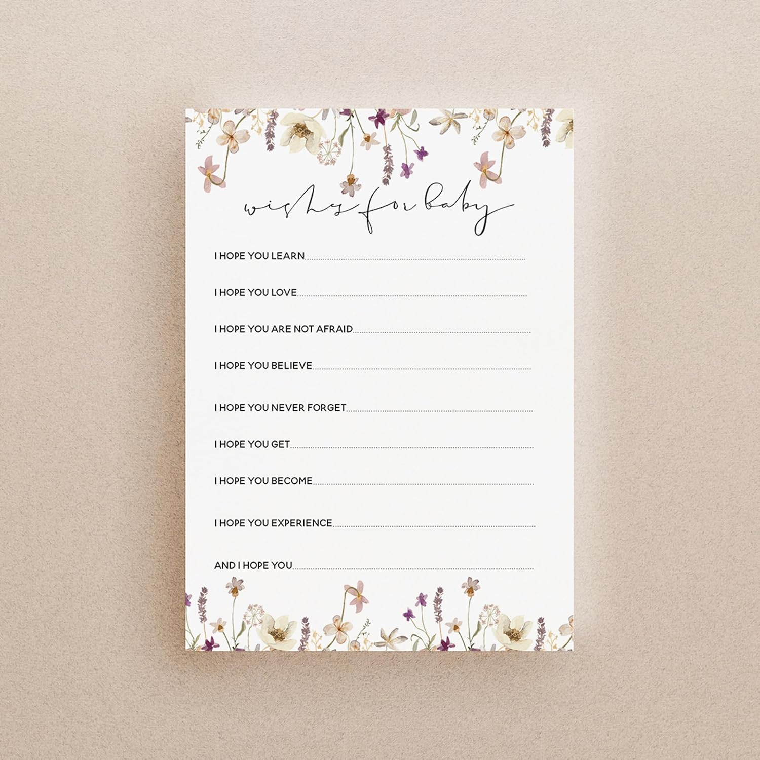 Baby Shower Triple Game Pack - Advice to Parents Cards/Predictions/Wishes for Baby-Wild Flower Boho Design-Unisex (BSWFTR20) image number 1