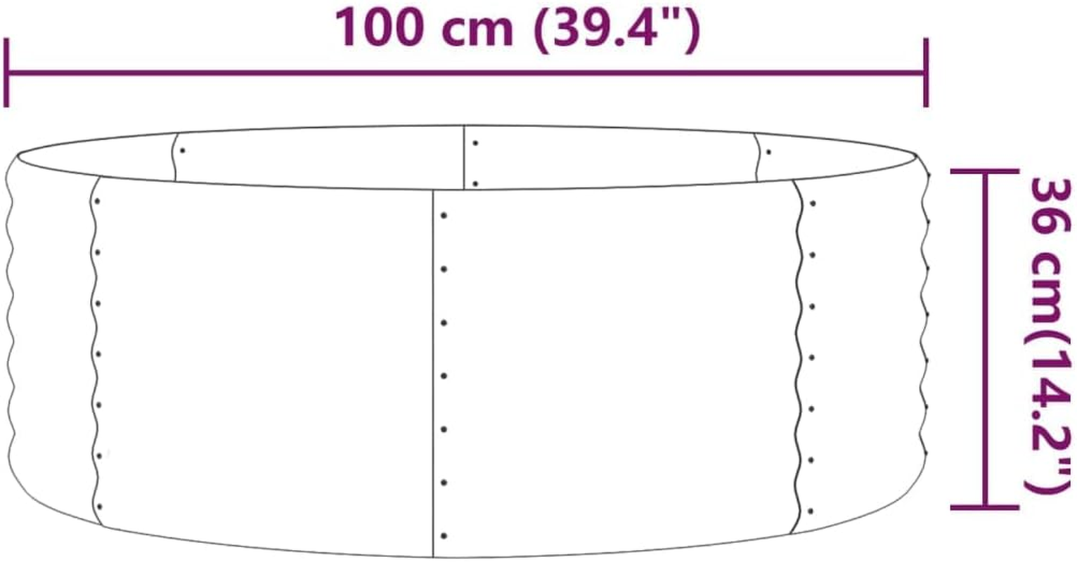 Round Shape Garden Raised Bed Powder-Coated Steel 100X100X36 Cm Anthracite image number 6