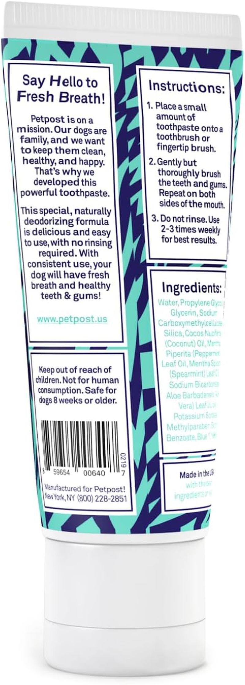 Petpost | Toothpaste for Dogs - Coconut Oil and Baking Soda Based Dental Gel That Naturally Eliminates Bad Breath - Dirt, Gunk, and Tooth Buildup Gone - Mint Flavor 113 G