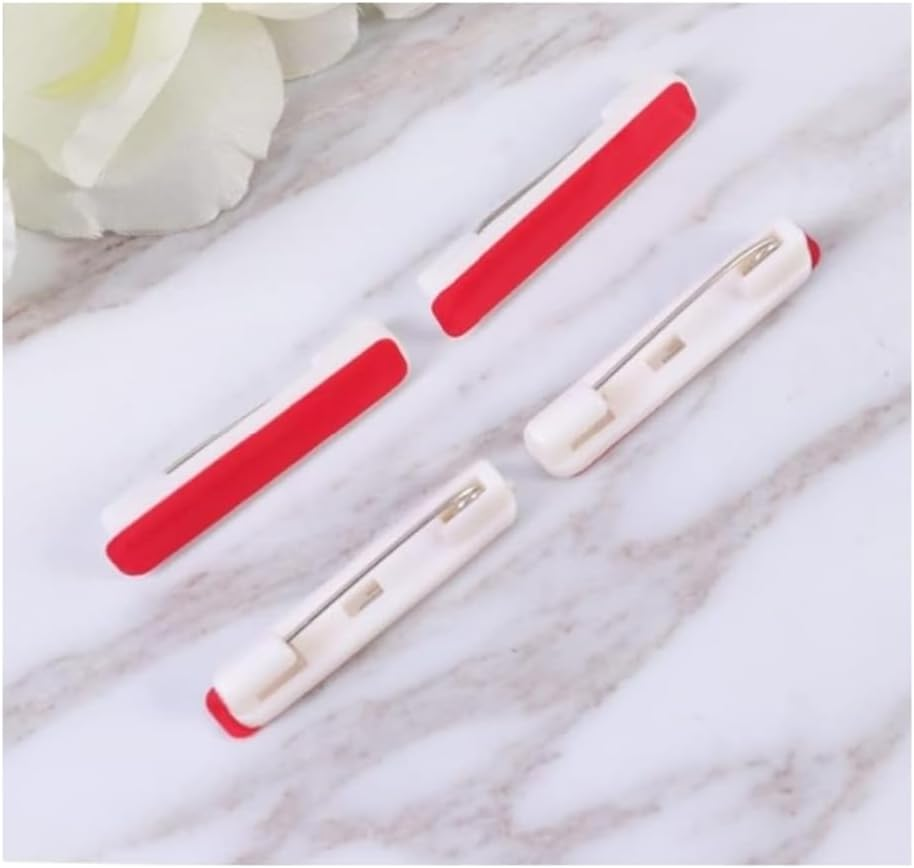 DACUAN Pin Backs Adhesive, Labels Binder Clips Pin Safety, 80Pcs Adhesive Broach Craft Tag Adhesive Name Badges Badge Pens Saftey Safety Bar Corsage Metal Mother Worker Id Card White image number 1