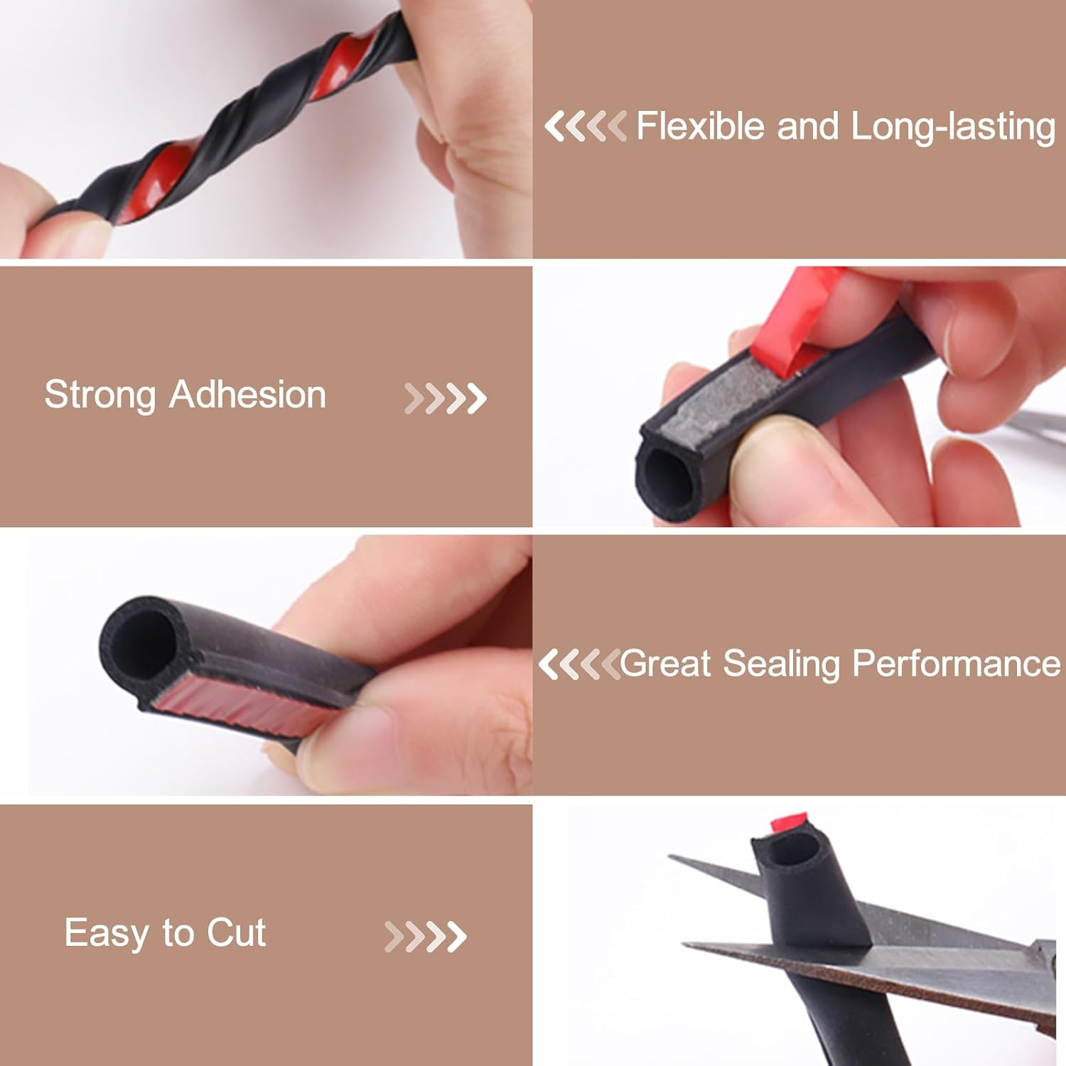 Car Door Weather Stripping 32.8Ft Universal Rubber Edge Trim Seal Strip Gasket, Self Adhesive Door Edge Guards for Car Truck Door Window Soundproof Noise Insulation Sealing (Black-D Type) image number 1