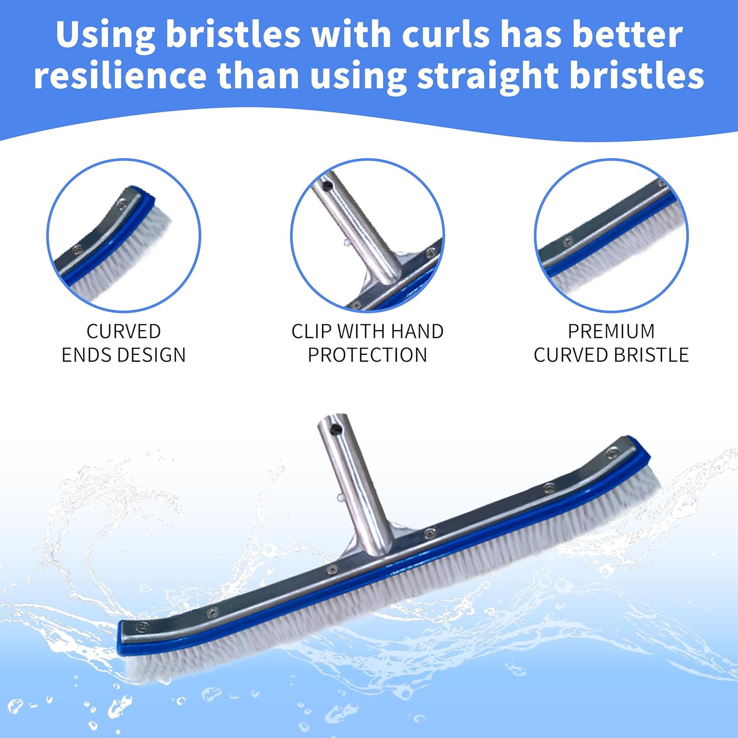 Deluxe Swimming Pool Cleaning Kit Including 2 Brush Heads, 2 Pool Skimmer Nets,155Cm Pole image number 2