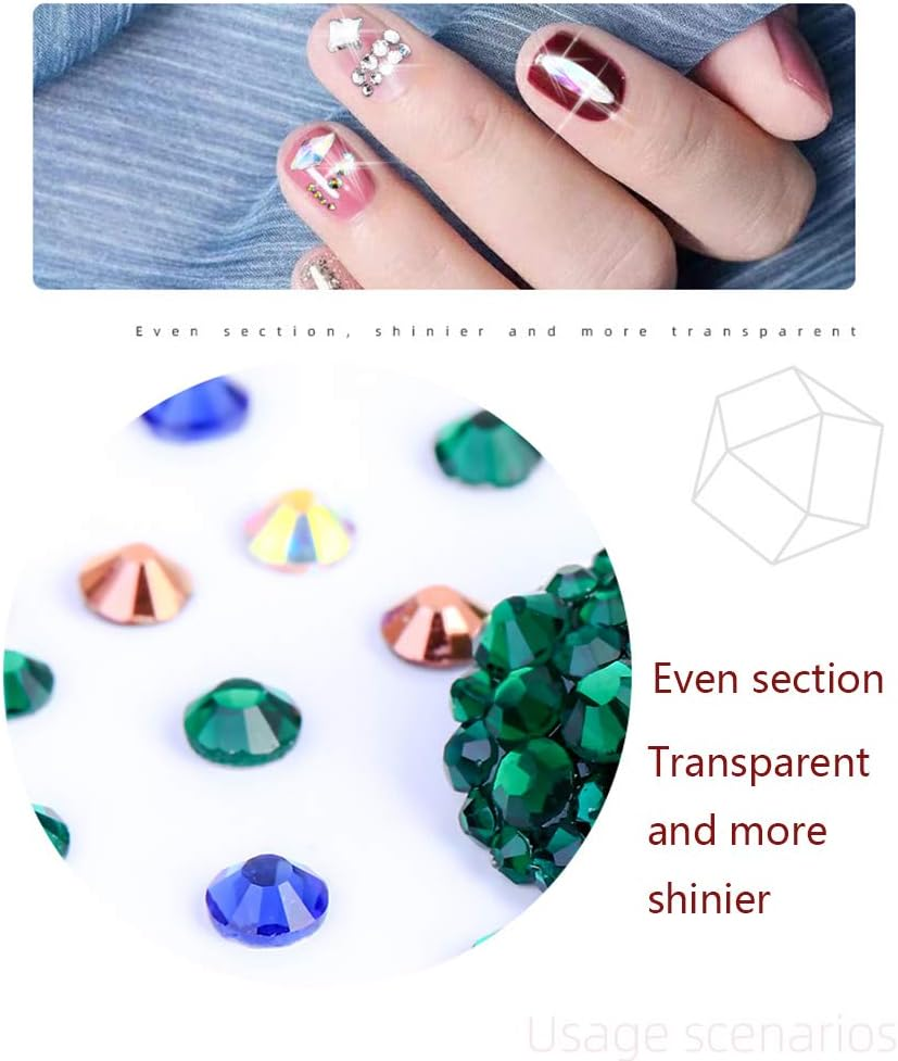 GBSTORE Nail Art Crystal Rhinestones,3D AB Glass Rhinestones, Nail Art Studs Nail Sequins for DIY Nails Art Clothes Shoes Crafts Decorations, Mixed Size and Colors,Approx1440-2080Pcs (Silver) image number 5