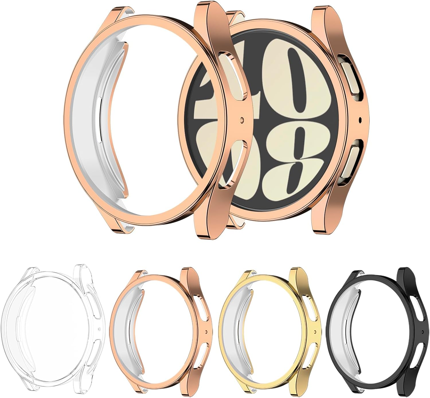 [4-Pack] Meliya for Samsung Galaxy Watch 6 40Mm Screen Protector Case, Soft TPU Full around Protective Bumpers Cover for Samsung Galaxy Watch 6 40Mm (40Mm, Black+Blue+Gray+Clear)