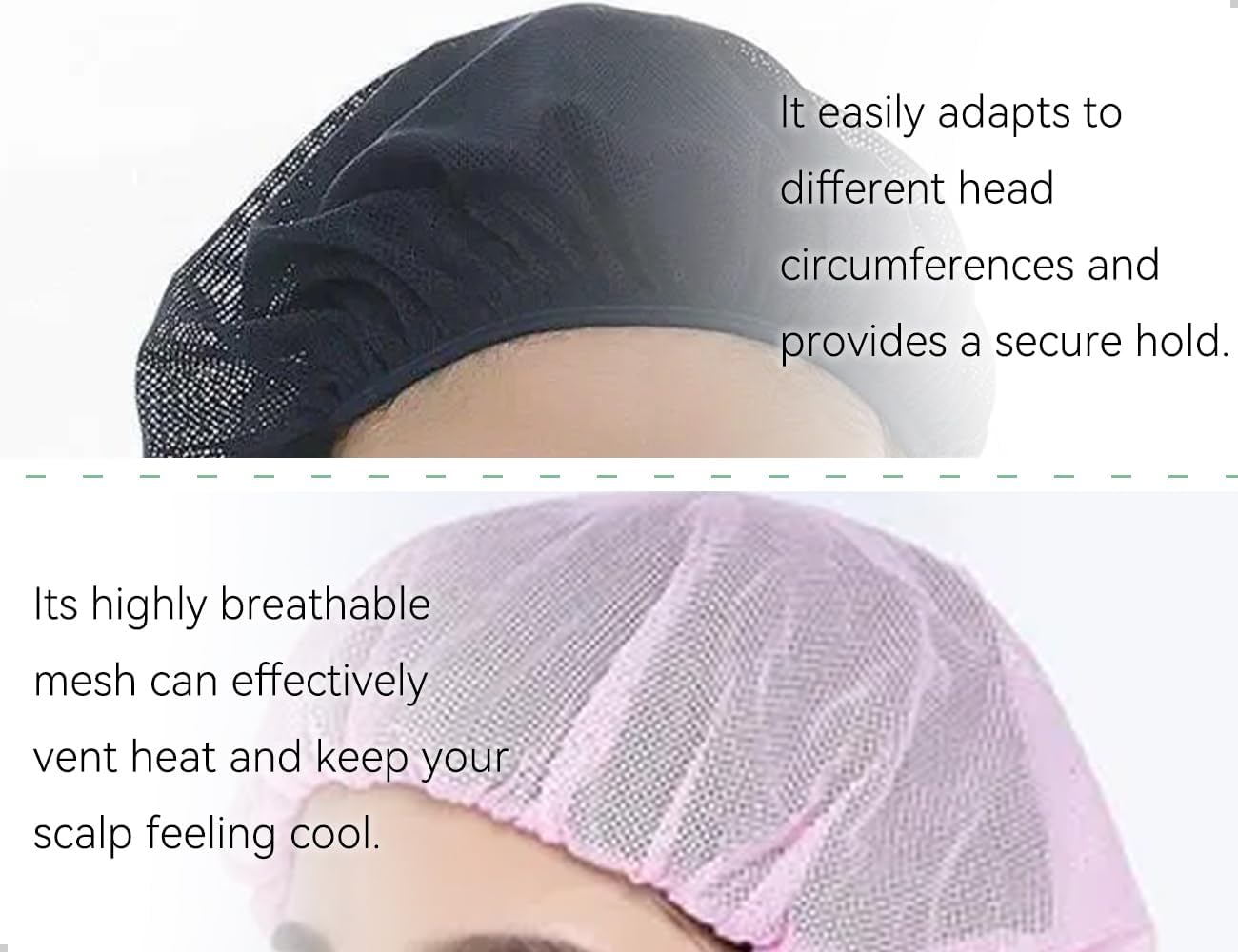 AOYEGIC Pack of 2 Hair Nets, Breathable Drying Caps, Adjustable Hair Nets, Mesh Night Sleeping Cap, Used for Boys Girls, Home, Work (Pink and Black) image number 1