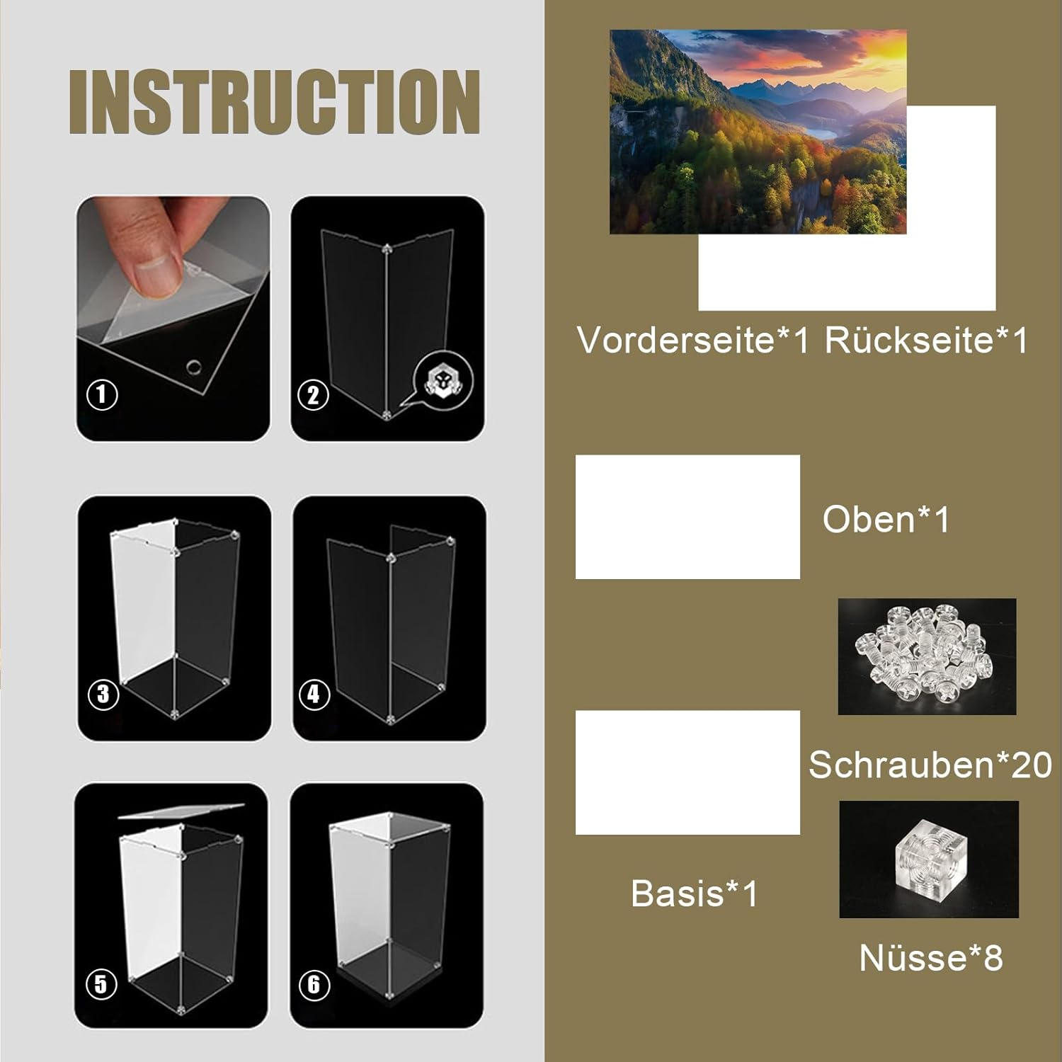 Acrylic Display Case for  Neuschwanstein Castle 21063, Transparent Acrylic Display Case with Clear Background, Dustproof Display Case Compatible with  Building Blocks Model (Box Only, No image number 1