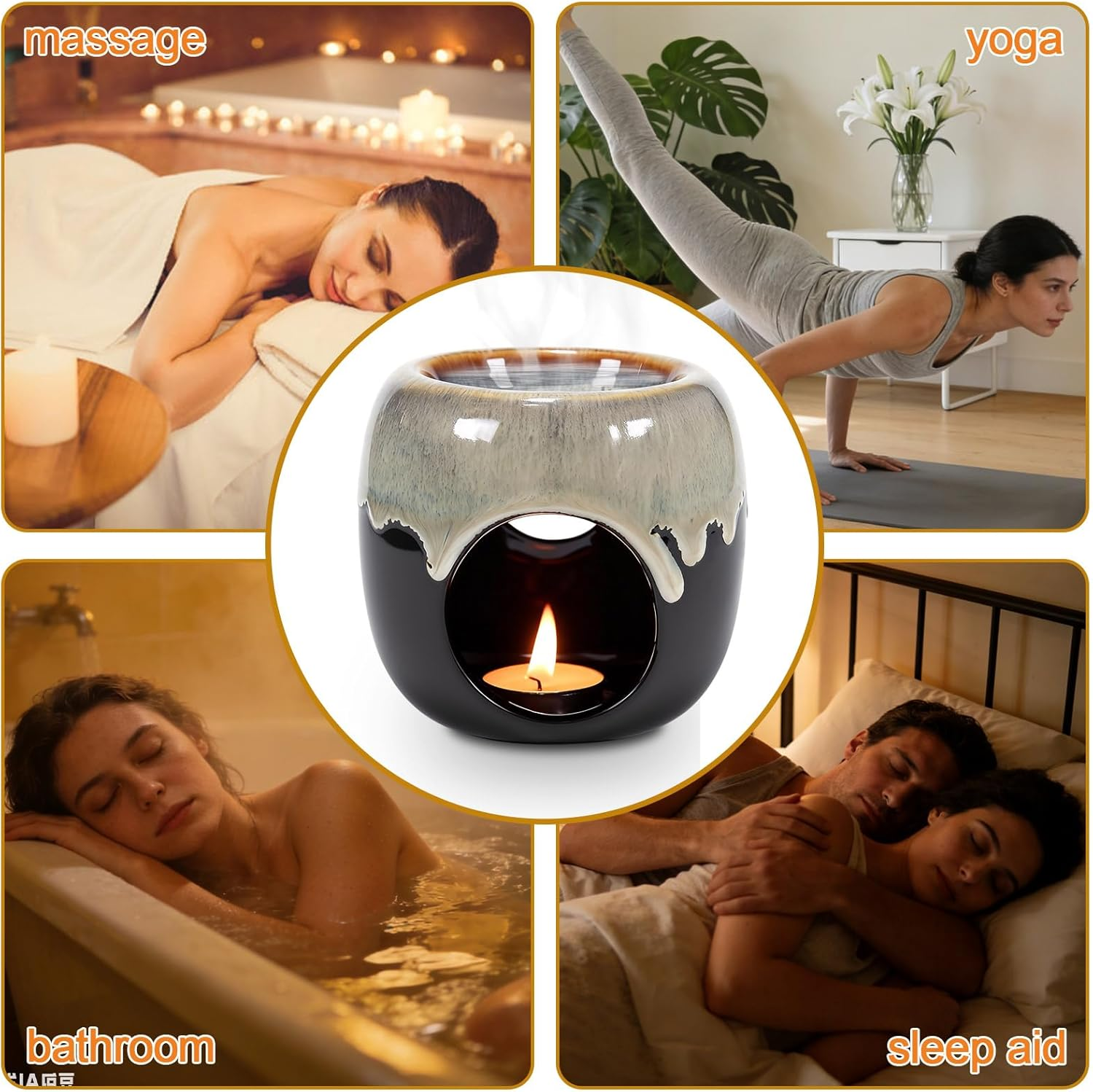 Sudatong Oil Burner for Essential Oils, Tea Light, Fragrance Light Lamp for Fragrance Oil and Wax Warmer, Ceramic Aroma Lamp for Essential Oils (Blue) image number 1