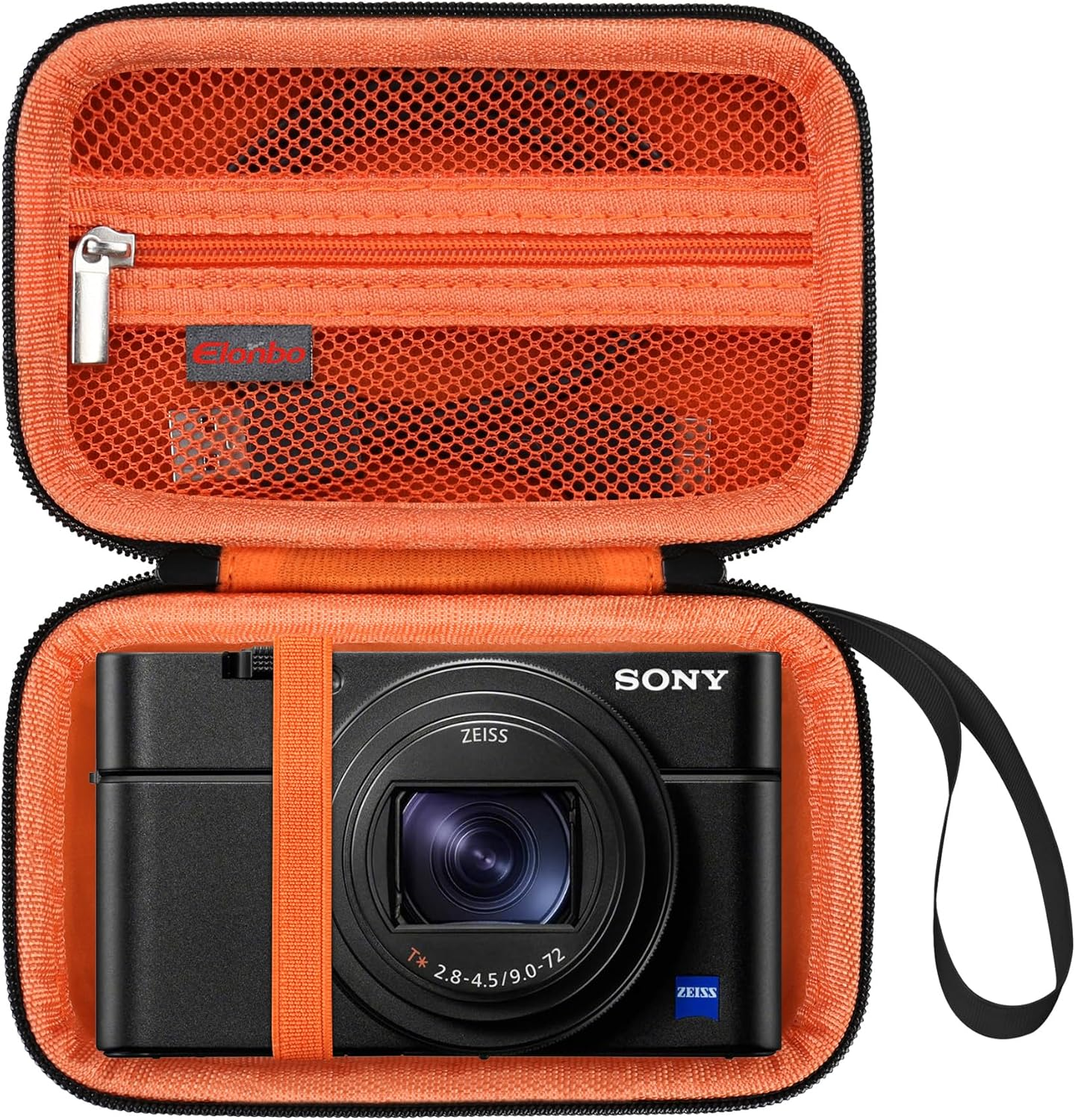 Elonbo Camera Case for Sony RX100 VII/VI/V/IV/III, Vlogging Travel Bag, Video Storage Holder. Black