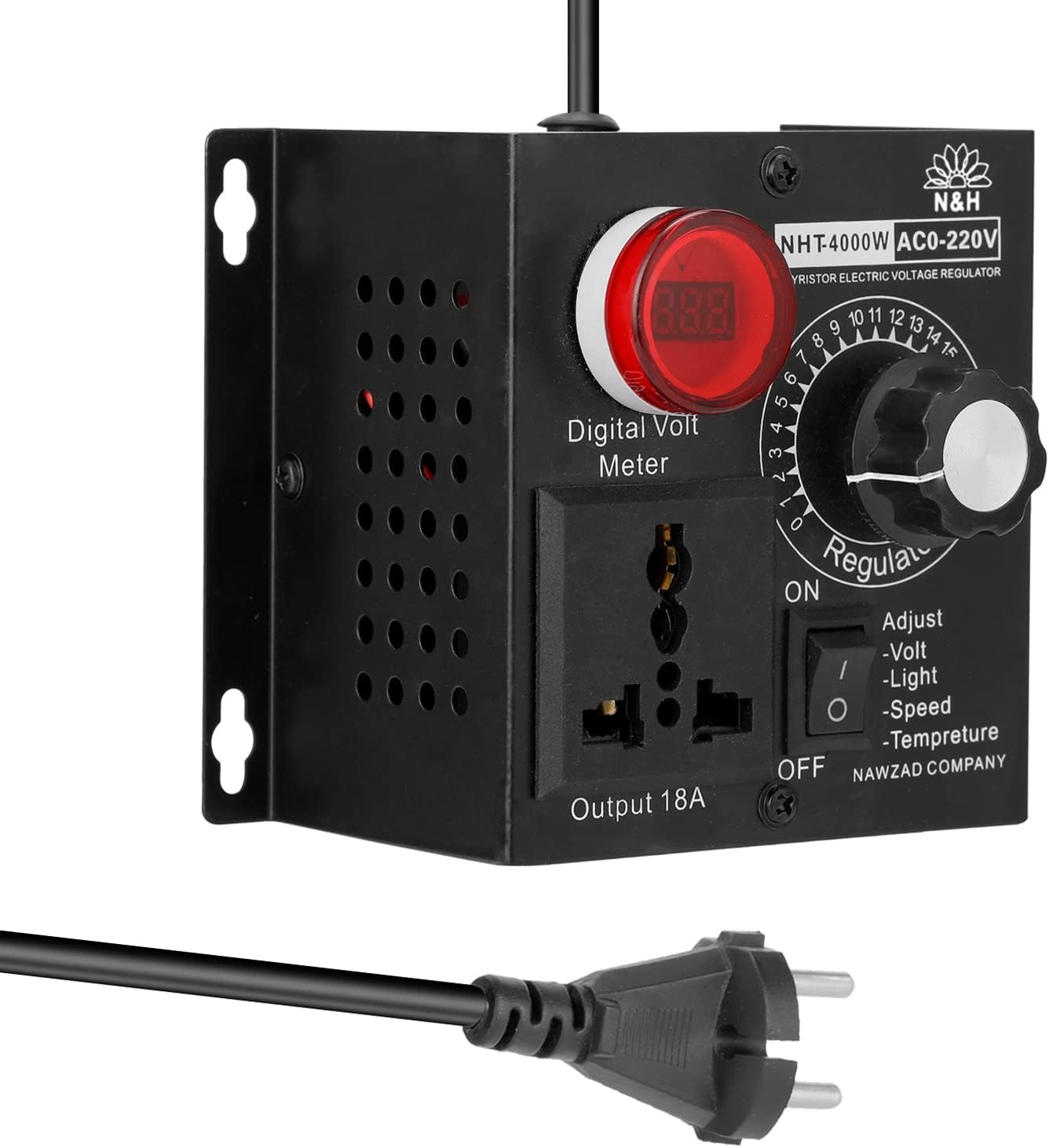 Mingzhe AC 220V 4000W Compact Variable Voltage Controller Portable Speed Temperature Light Voltage Adjuatable Dimmer image number 3