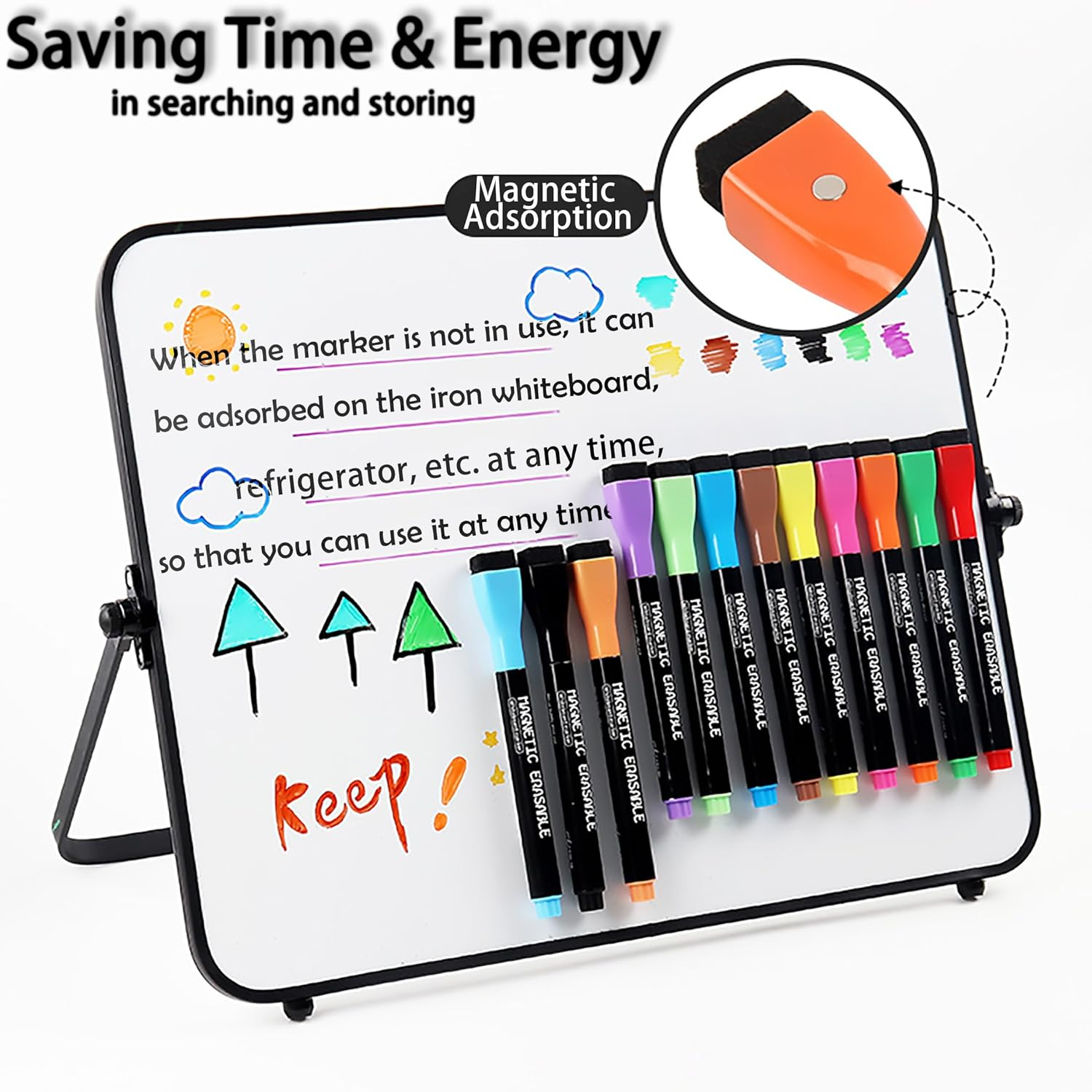 Chalk Markers 12 Count Colorful Fine Tip Dry Erase Markers with Eraser Drawing Markers Magnetic Whiteboard Markers 1-2Mm Bullet Tip for Chalkboard Erasable Chalkboard Pens Menu Board image number 5