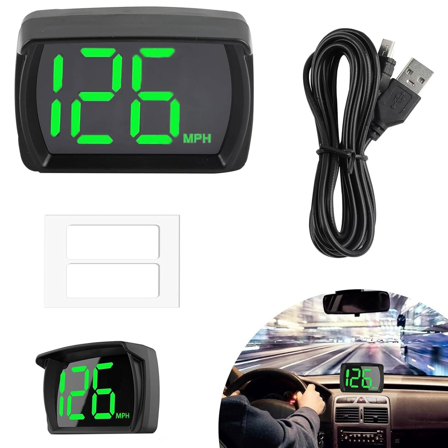GUGUMO GPS Car HUD Digital Speedometer, MPH Speed Meter with LED Large Font Head up Display, Plug Play for Car Truck Motor SUV Golf Cart All Vehicles image number 4