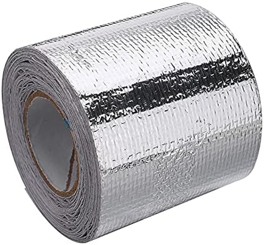 2Pcs 5M Exhaust Heat Tape Manifold Downpipe High Temperature Bandage Tape Silver Adhesive Tape image number 1