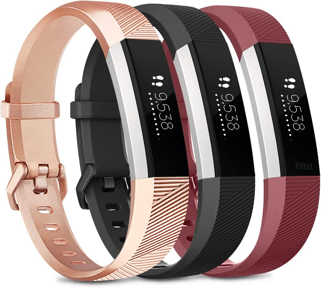 3 Pack Bands Compatible with Fitbit Alta/Alta HR Band, Soft Sport Silicone Adjustable Replacement Wristbands for Women Men image number 6