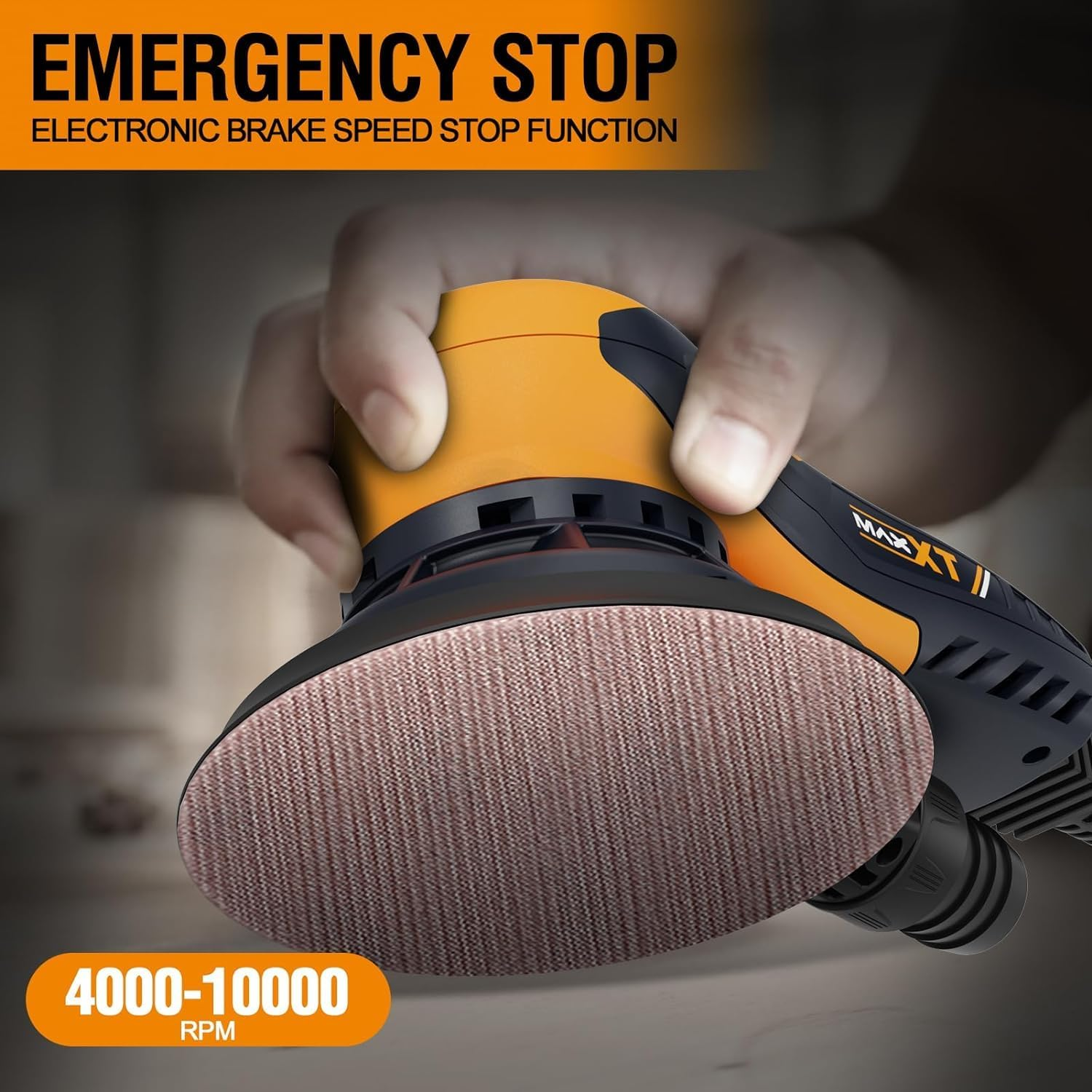 MAXXT Electric 5Mm Random Orbital Sander, Palm Sander with Brushless Motor, 5&6Inch Sanding Pads, with Tool Case
