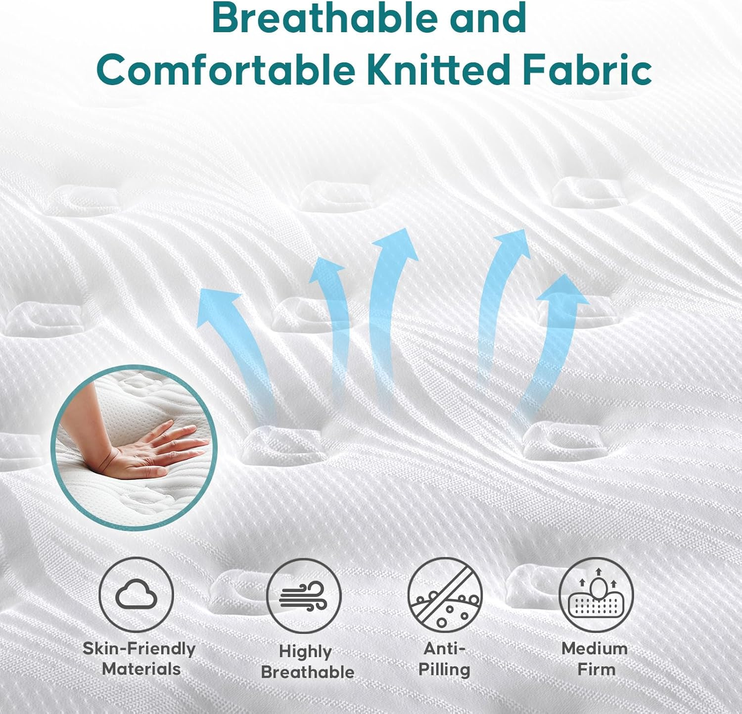 Queen Hybrid Mattress 30Cm Euro Top Medium Firm for Back & Lumbar Support, 100 Night Trial, Individual Pocket Spring Mattresses for Motion Isolation & Pressure Relief with Ergonomic Design image number 1