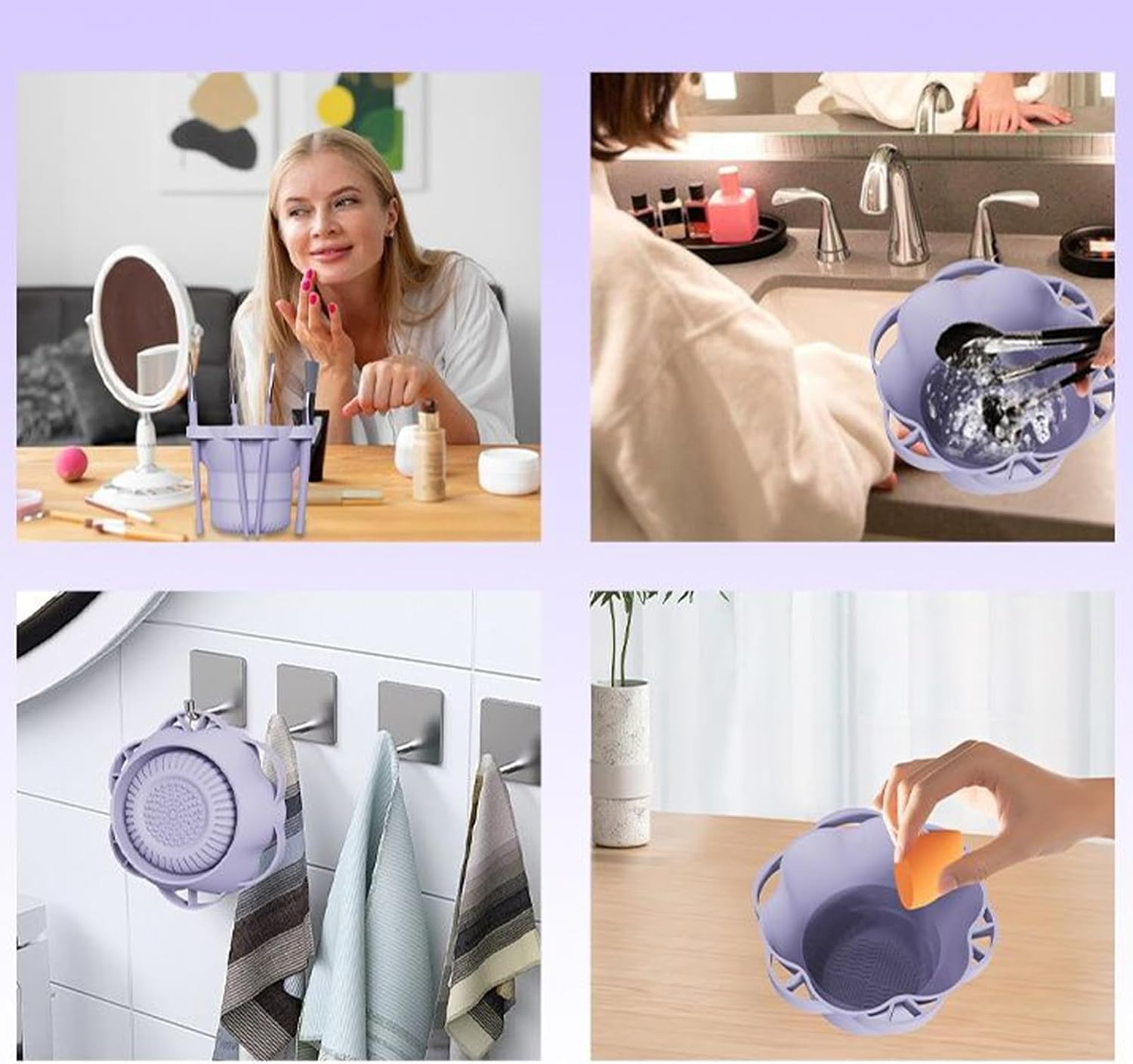 Dannisly Makeup Brush Cleaner Bowl - Cosmetic Brush Cleaner | Foldable Makeup Brushes Cleaner Mat | Make up Brush Washing Bowl, Scrubber Tools with Drying Washer for Women Home Travel Storage Salon image number 5