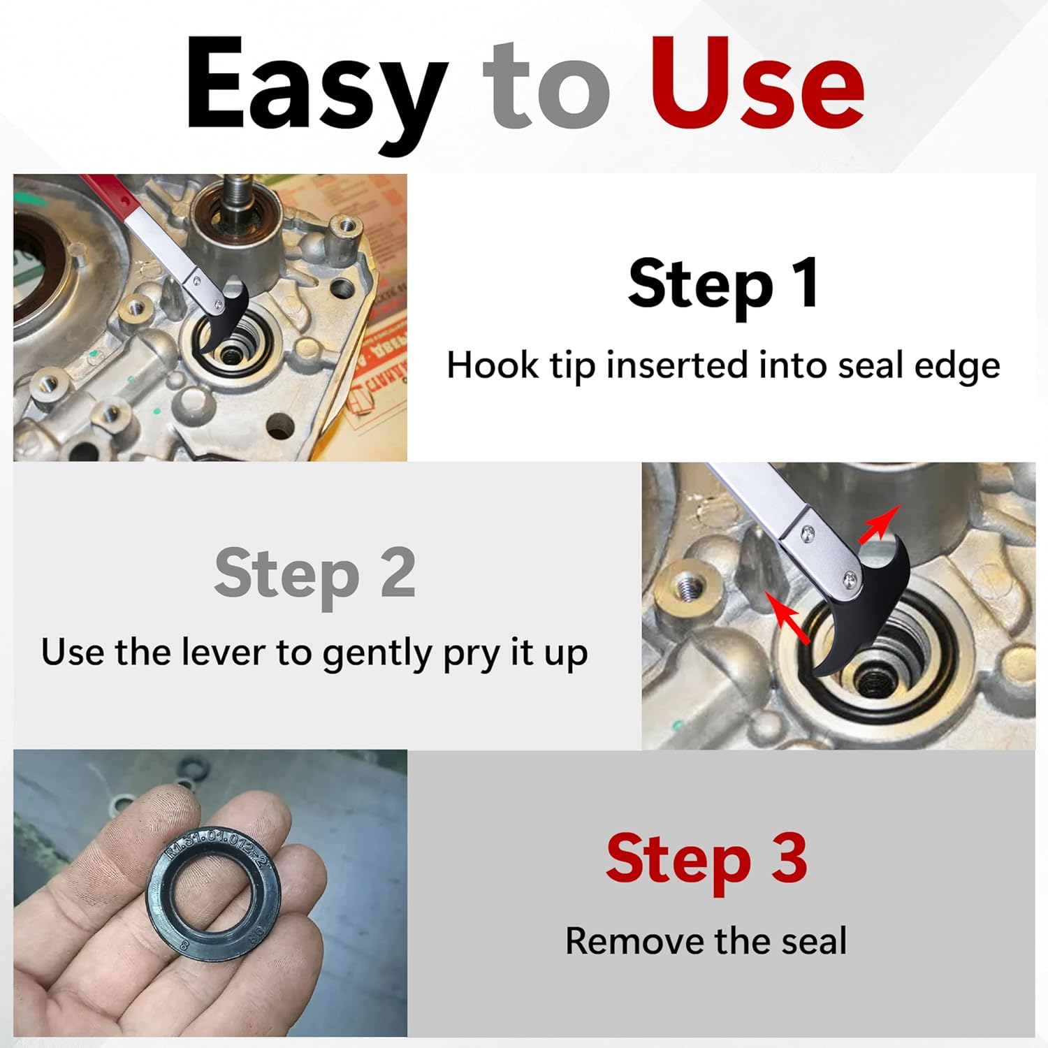 Ecocstm Seal Puller Tool, Oil Seal Removal Tool with Dual Hook, Universal Wheel Seal Twister Puller, Heavy Duty Seal Puller and Installer Kit for Oil and Grease Seals Removal