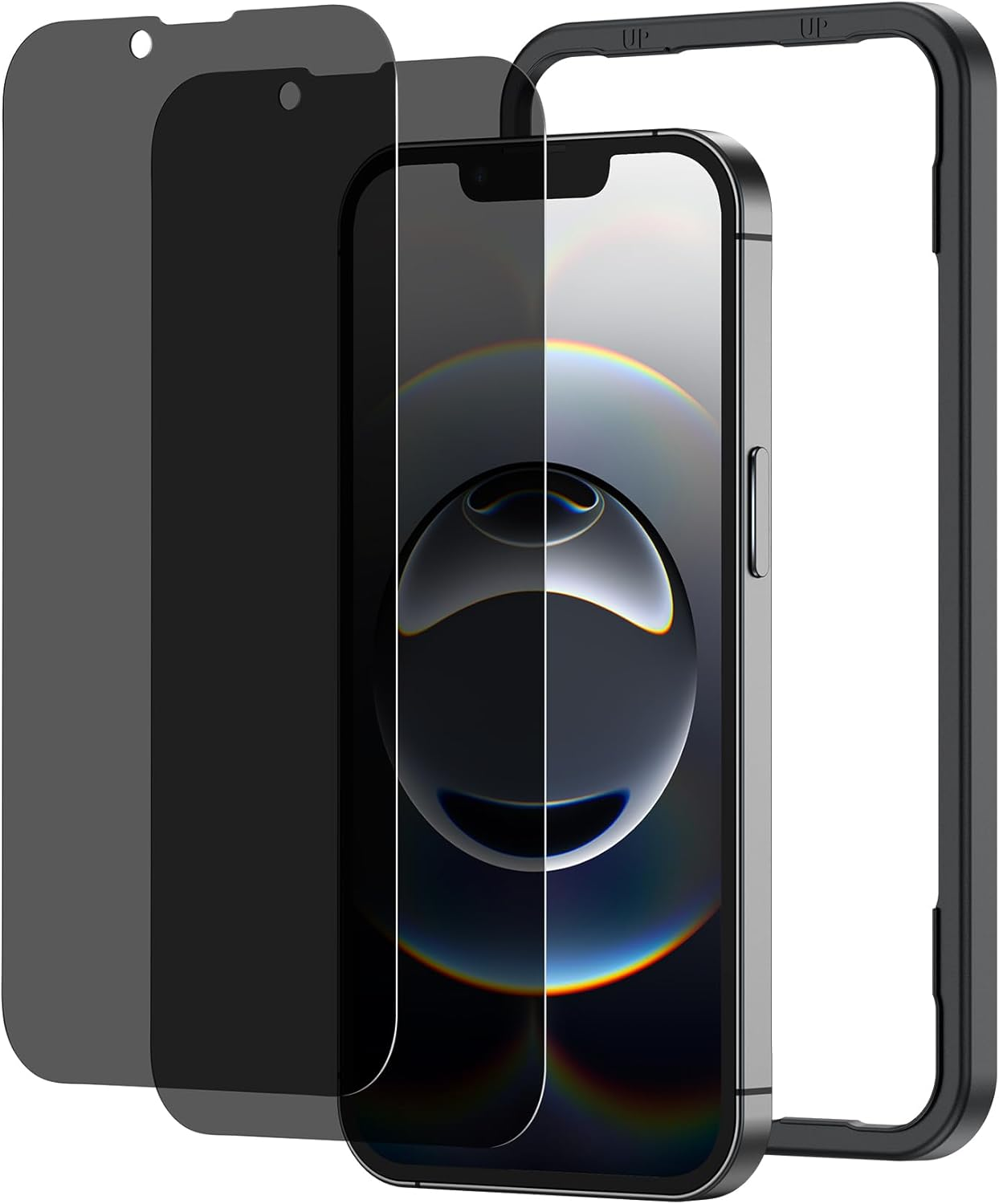 NIMASO for Iphone 16E/14/13/13 Pro Screen Protector Privacy, 2 Pack 9H Hardness Anti-Spy Tempered Glass, Military Grade Shatterproof, Anti-Scratch, with Easy Installation Kit(6.1 Inches) image number 4