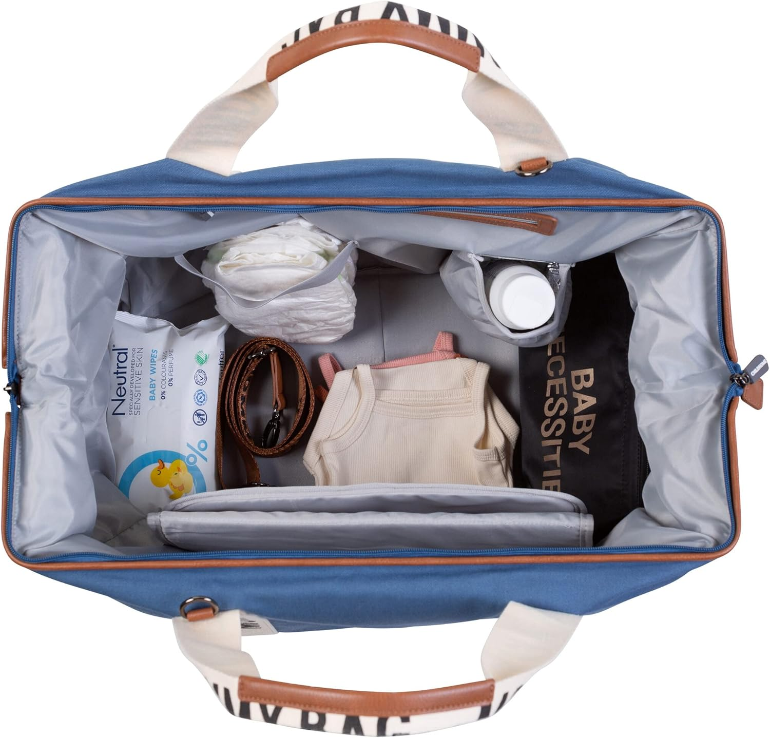 CHILDHOME, Mommy Bag, Changing Bag, Maternity, Travel Bag, Large Capacity, Changing Mat, Adjustable Shoulder Strap, Compartmentalised, Insulated Pocket - Blue image number 3