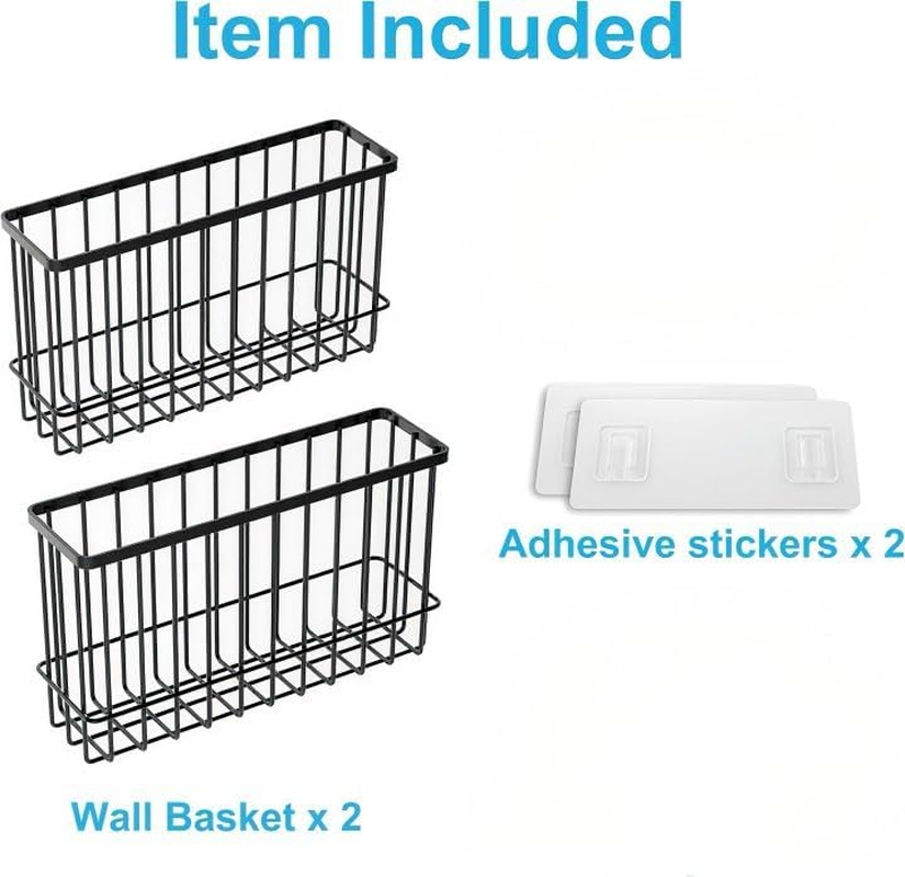 2 Packs Kitchen Cabinet Door Storage Box, Refrigerator Side Organizer, Self-Adhesive Storage Box, Wall Mounted Metal Storage Baskets, Bathroom/Cabinet/Kitchen Items Organiser Storage Box image number 4