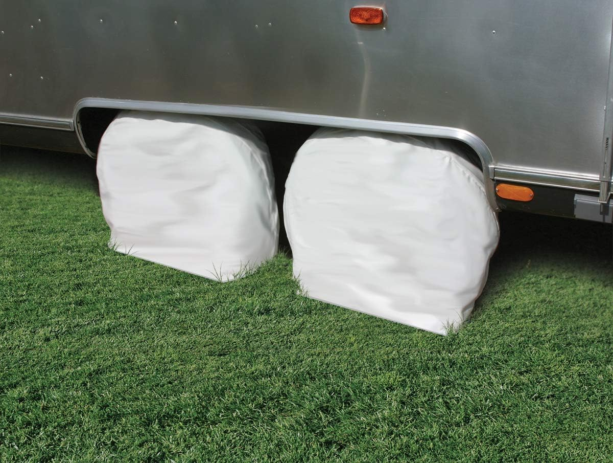 Camco 45324 Vinyl Wheel & Tire Protector, 2 Pack (33 Inches-35 Inches , White) image number 3