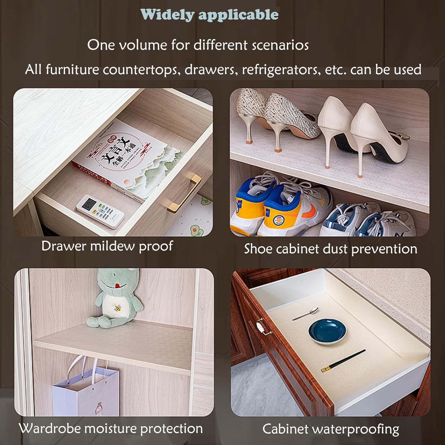 Shelf Liner Cabinet Liner, Non-Adhesive Drawer Liner, Washable 12Inchx 5M Waterproof Durable Non-Slip Shelf Liner for Kitchen, Drawers, Refrigerator (Clear/Flower) image number 4