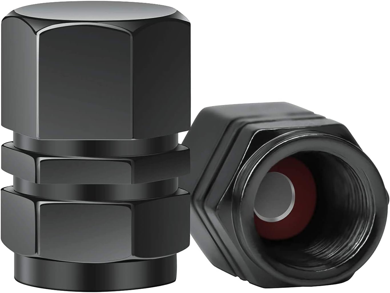 AIEX 8 Packs Aluminum Alloy Tire Valve Stem Caps with Gasket Universal Hexagon Valve Covers Replacement for Cars, SUV, Bike, Bicycle, Motorcycles, Airproof, Screw-On, Easy-Grip(Gun Grey)