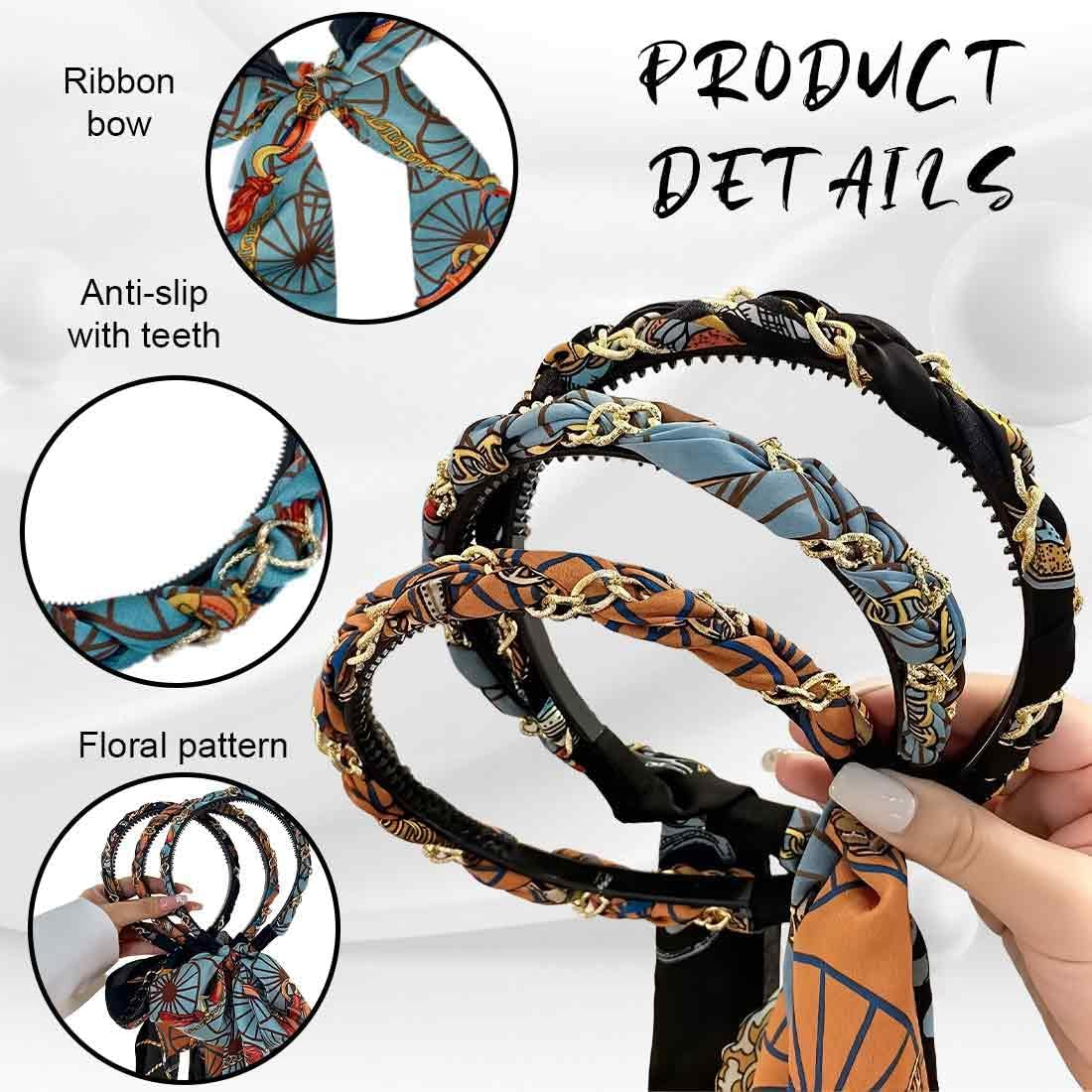 Pack of 3 Wide Headband Women'S Bow Hair Band Rockabilly Headband Vintage Hair Accessories Headwear for Girls Women image number 5