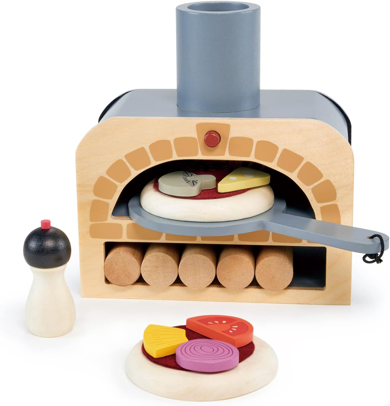 Tender Leaf Toys Make Me a Pizza! - Wooden Pretend Pizza Oven Play Food Set for Kids