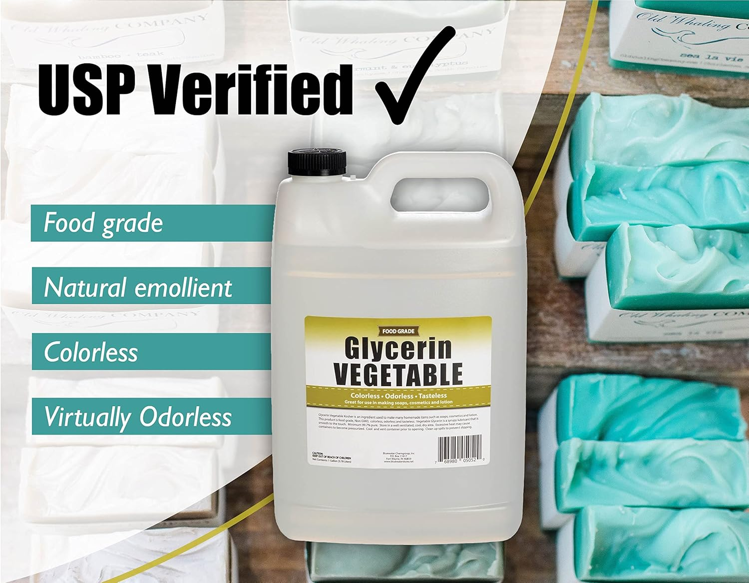 Sanco Industries Vegetable Glycerin - 1 Gallon - All Natural, Kosher, USP Grade - Premium Quality Liquid Glycerin, Excellent Emollient Qualities, Amazing Skin and Hair Benefits, DIY Beauty Products image number 1