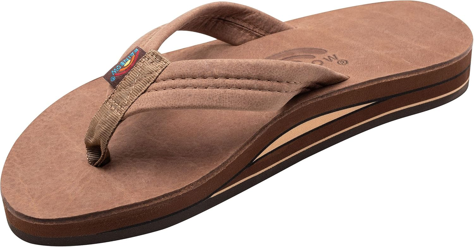Rainbow Sandals Mens Luxury Leather - Double Layer Arch Support with 1" Strap