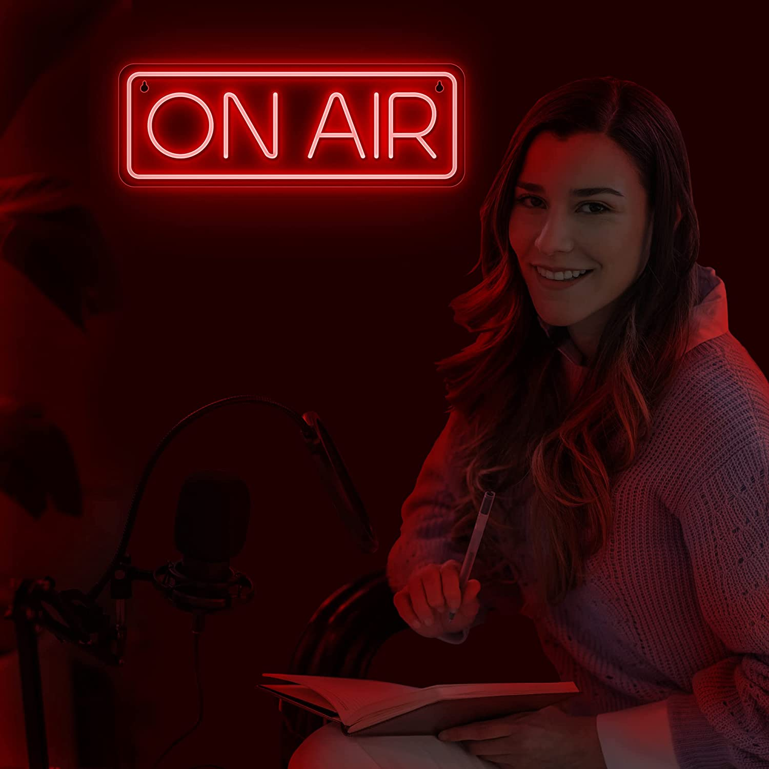 Lumoonosity on Air Sign - Live on Air Neon Sign for Twitch, Tiktok, Youtube Streamers/Gamers - Live Streaming/Recording Light Sign &ndash; Red Cool Led Signs for Studio, Wall, Bedroom, Game Room Decor image number 1