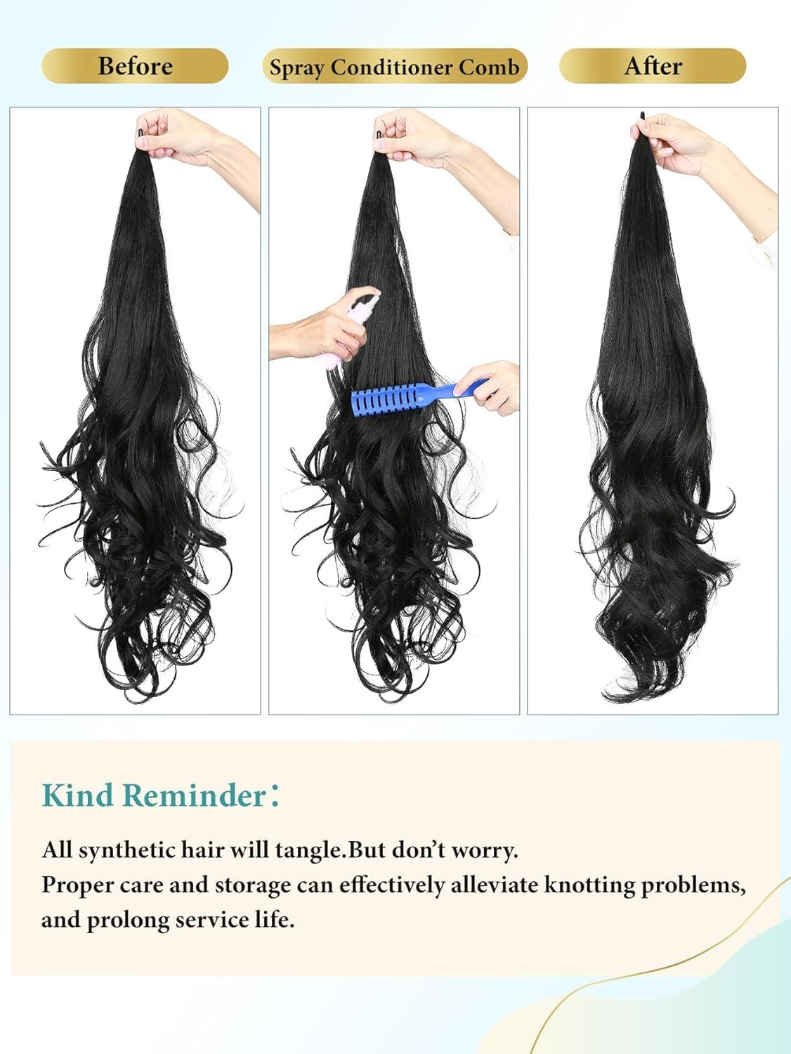 Flexible Wrap around Long Curly Ponytail Extension 32Inch Kinky Ponytail for Black Women Natural Black Pony Tails Hair Extensions for Women (Black, 32Inch) image number 1