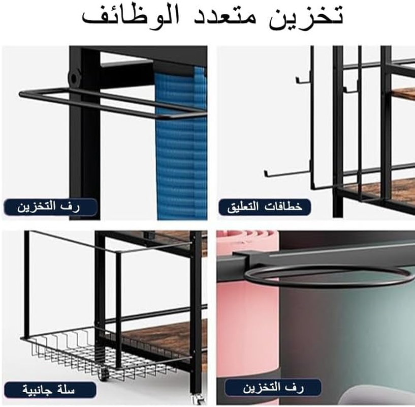 NOAEOU 40D X 70W X 93H Cm Strength Training Dumbbell Storage Racks for Home Gym, Large Capacity Organizer with Hooks and Wheels, for Exercise & Fitness Equipment