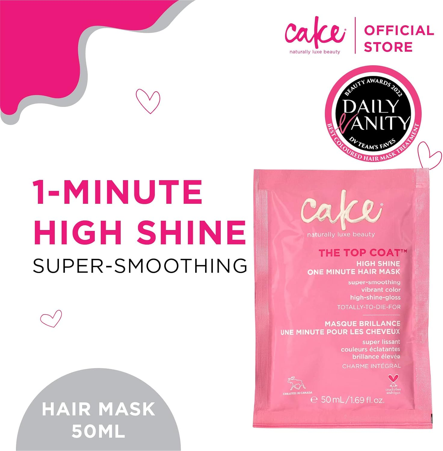 Cake Beauty the Top Coat One Minute High Shine Hair Mask, 1.76 Ounce image number 6