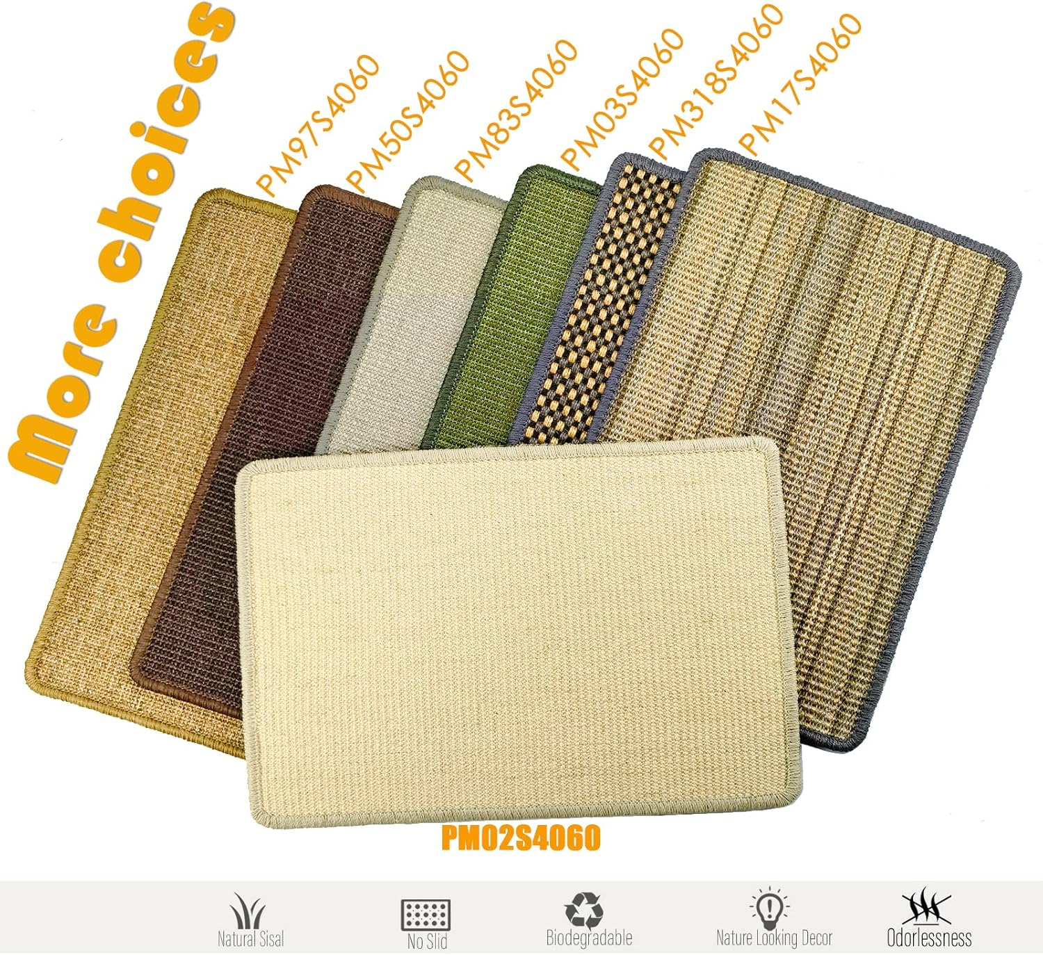 Pethave Cat Scratcher Mat, 23.6X15.7' Natural Sisal Scratching Pad with Velcro Tape, Stick on Floor and Wall Cat Scratch Mat Protects Carpet and Sofa - Gray image number 6