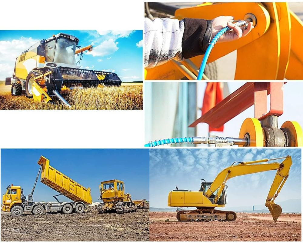 Grease Gun Coupler,Heavy-Duty Quick Lock and Release Grease Coupler, Double Handle Quick Lock Release Grease Tips Ends Couplers,With 40 Cm Spring Hose image number 2