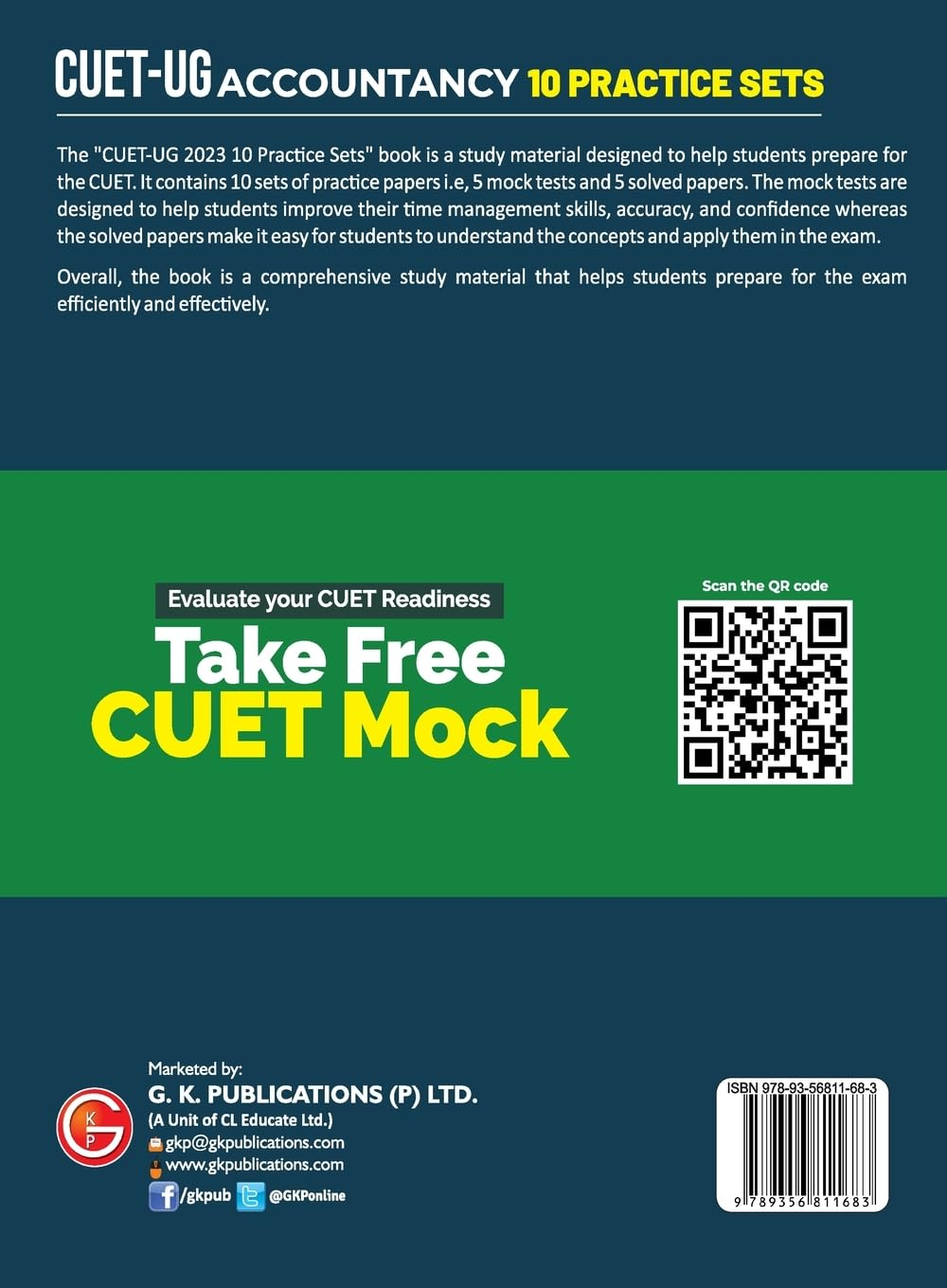 CUET-UG 2023 10 Practice Sets - Accountancy - (5 Mock Tests & 5 Solved Papers)